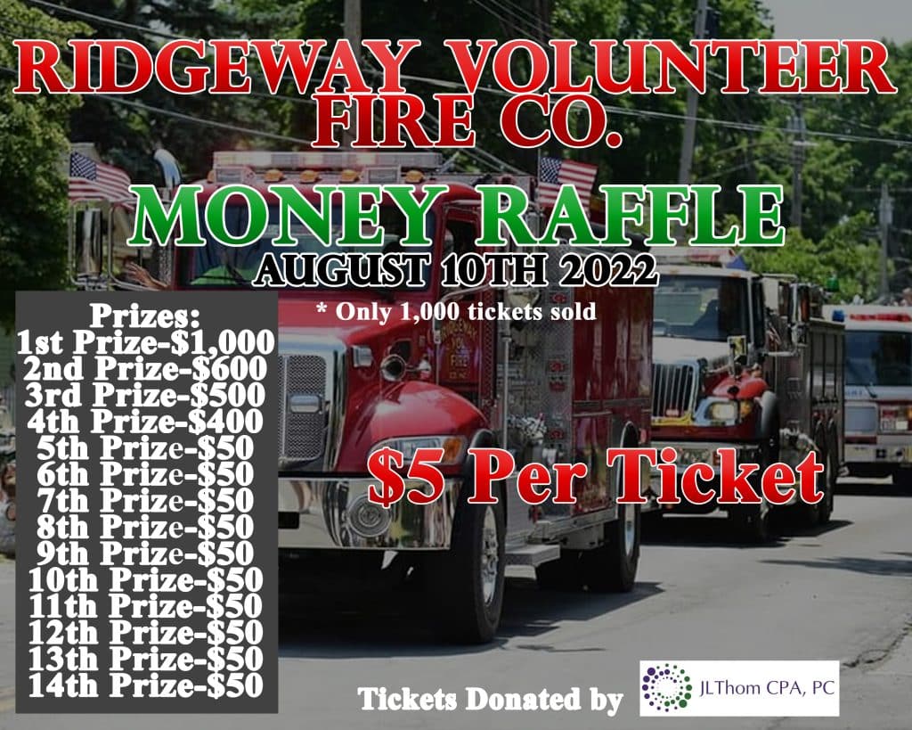 2022 Money Raffle! – Ridgeway Volunteer Fire Company, Inc.